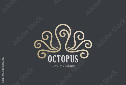 Octopus Logo Luxury Seafood restaurant Fashion Linear Vintage
