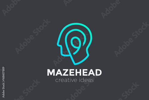 Head Logo abstract vector Linear. Think Brainstorm ideas icon