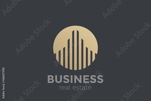 Real Estate Logo vector circle. Luxury commercial property icon