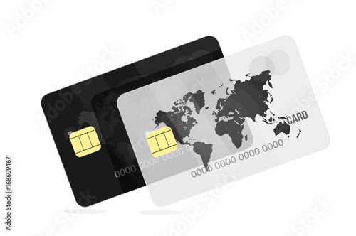 Bank card. Black and white. For the banking application or website.
