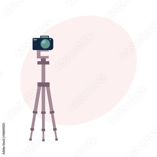 Professional photo studio equipment - camera, cartoon vector illustration with space for text. Set of cartoon style professional photo, photographer studio equipment photo