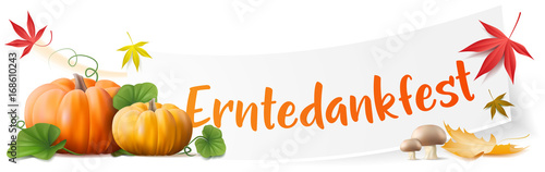 Erntedankfest Kürbis Zierkürbis Herbst Blätter Banner photo