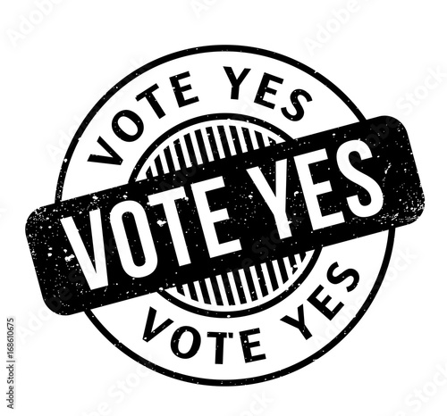 Vote Yes rubber stamp. Grunge design with dust scratches. Effects can be easily removed for a clean, crisp look. Color is easily changed.