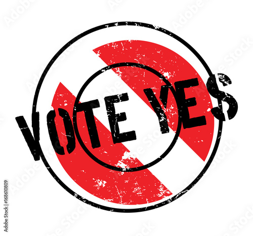 Vote Yes rubber stamp. Grunge design with dust scratches. Effects can be easily removed for a clean, crisp look. Color is easily changed.