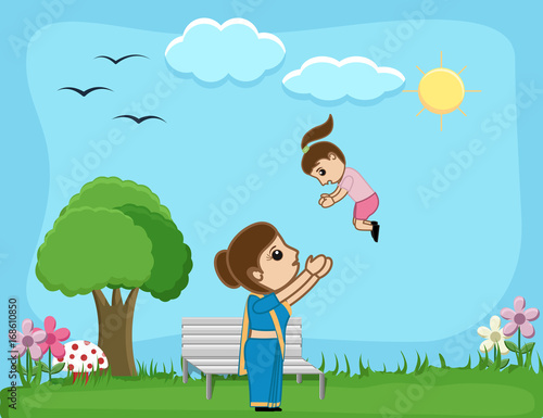 A Mother Playing with Her Baby Girl in Garden