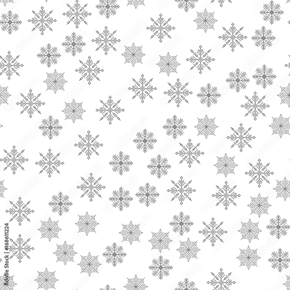 Snowflake seamless pattern Light Christmas background Vector illustration The theme of winter, new year, holiday 