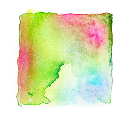 the Abstract square watercolor hand paint isolated on white background for creative banner template design