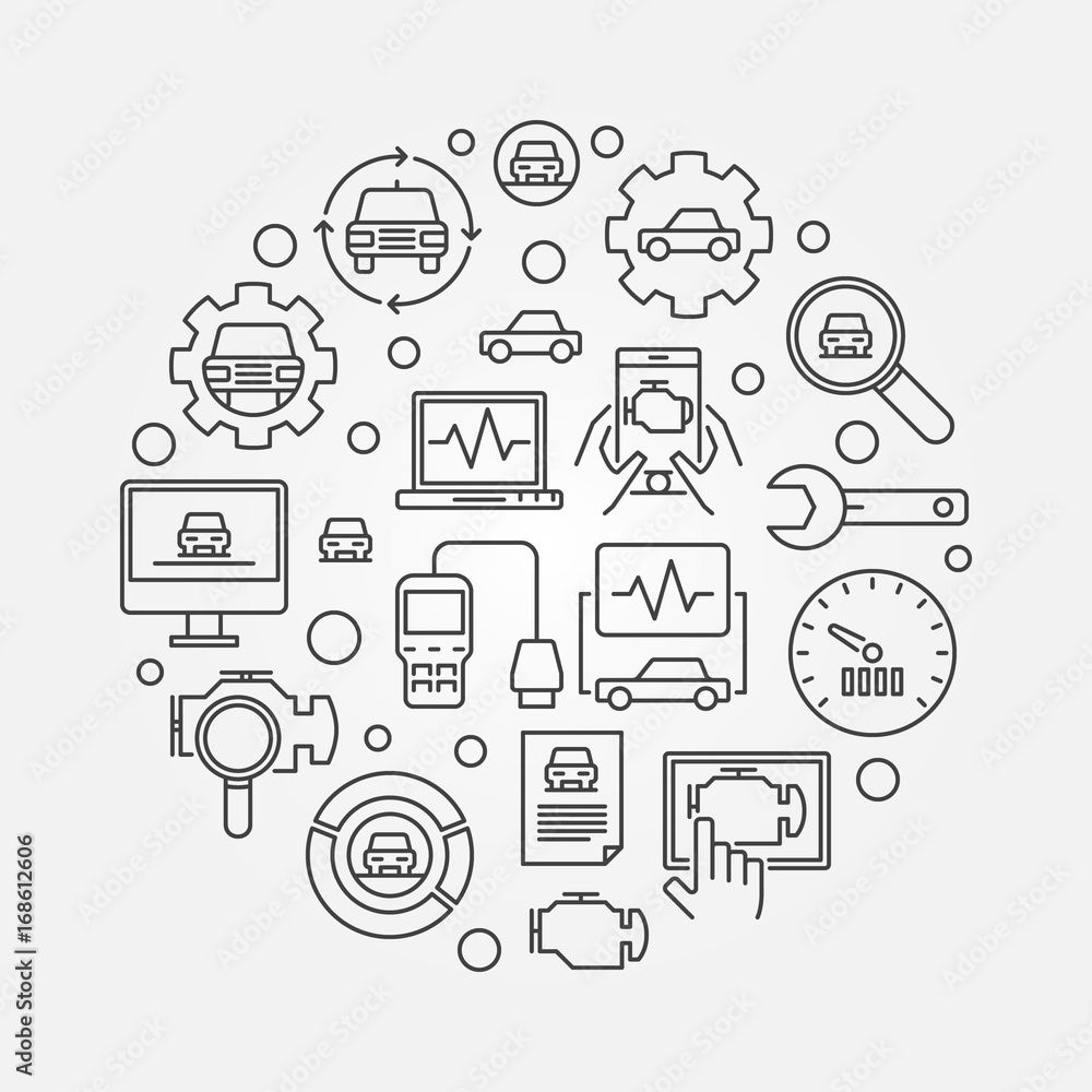 Car diagnostic round illustration Car diagnostic round illustration