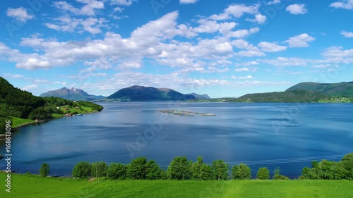 Wallpaper Mural Aerial footage Farm salmon fishing in Norway Torontodigital.ca