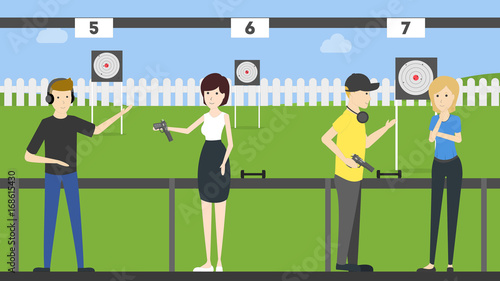 People at shooting range.