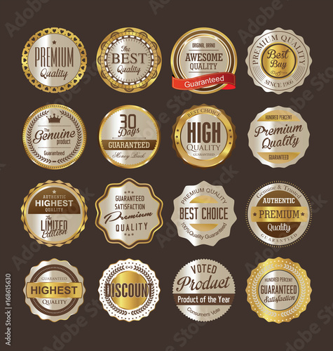 Sale retro vintage golden badges and labels