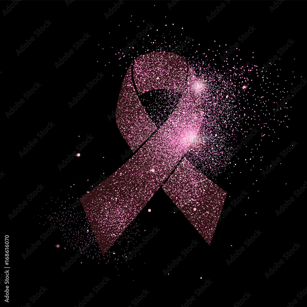 Pink breast cancer ribbon glitter concept symbol Stock Vector | Adobe Stock