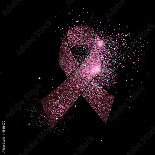 Pink breast cancer ribbon glitter concept symbol