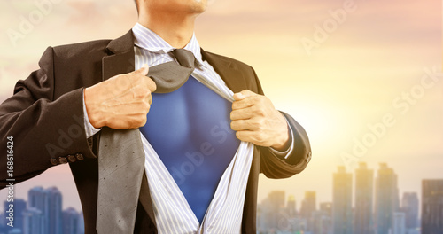 businessman in superhero costume concept