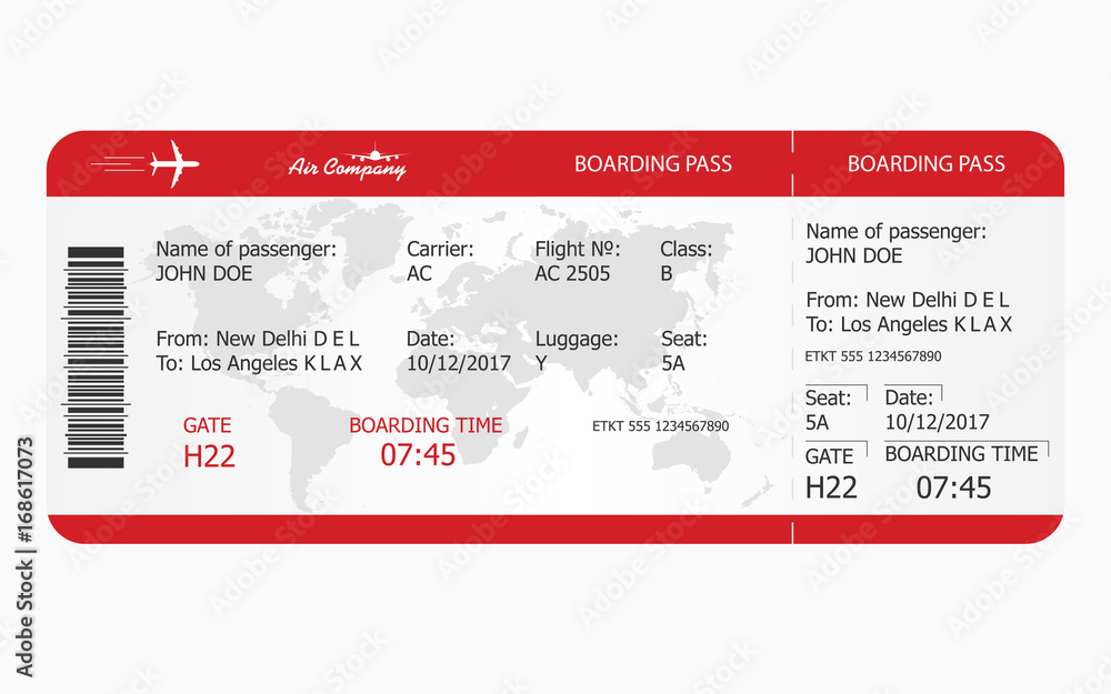 Airplane ticket. Boarding pass ticket template Stock Vector Adobe Stock