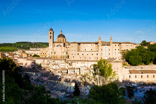 Urbino is a walled city in the Marche region of Italy  medieval town on the hill