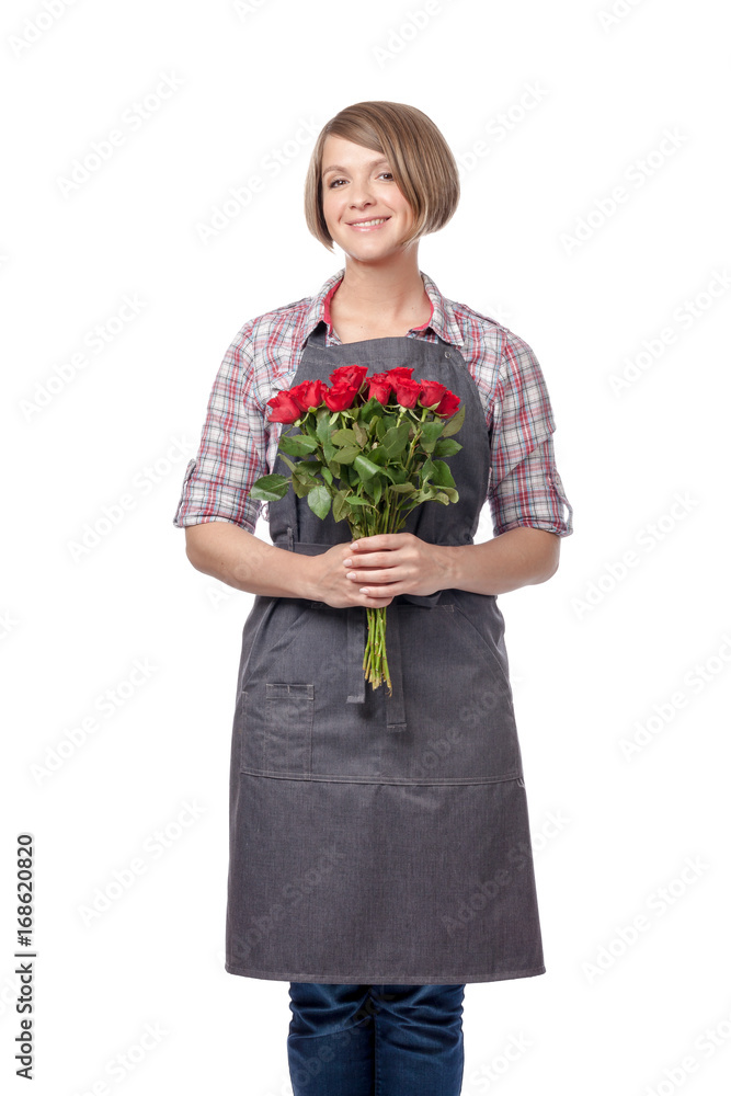 female floristi isolated on white background female floristi isolated on white background