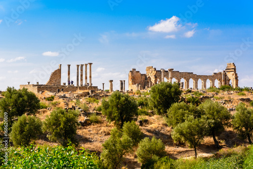 Volubilis (UNESCO world heritage) - partly excavated Roman city, Meknes, Morocco.  photo