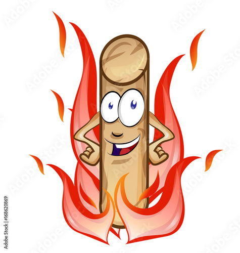 pellet cartoon with flame isolated on white background