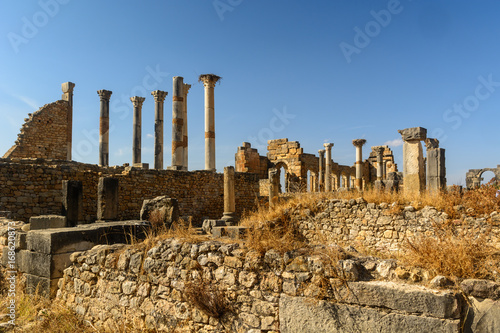 Volubilis (UNESCO world heritage) - partly excavated Roman city, Meknes, Morocco. 