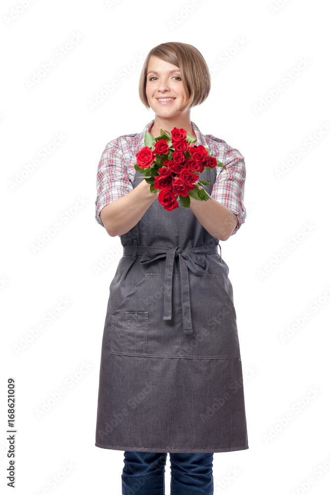 female floristi isolated on white background female floristi isolated on white background
