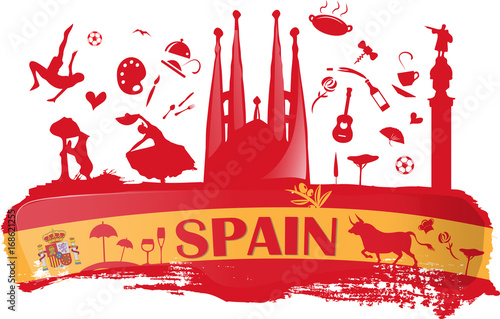 spain background with flag and symbol
