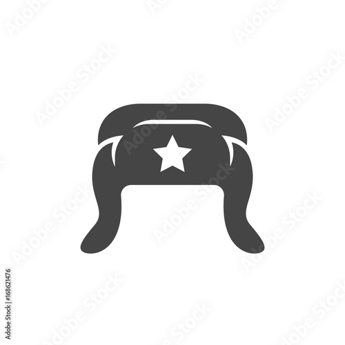 Russian ushanka icon. Vector logo on white background