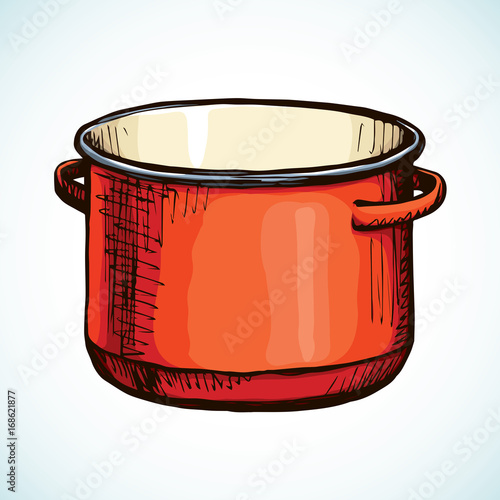 Old pan. Vector drawing