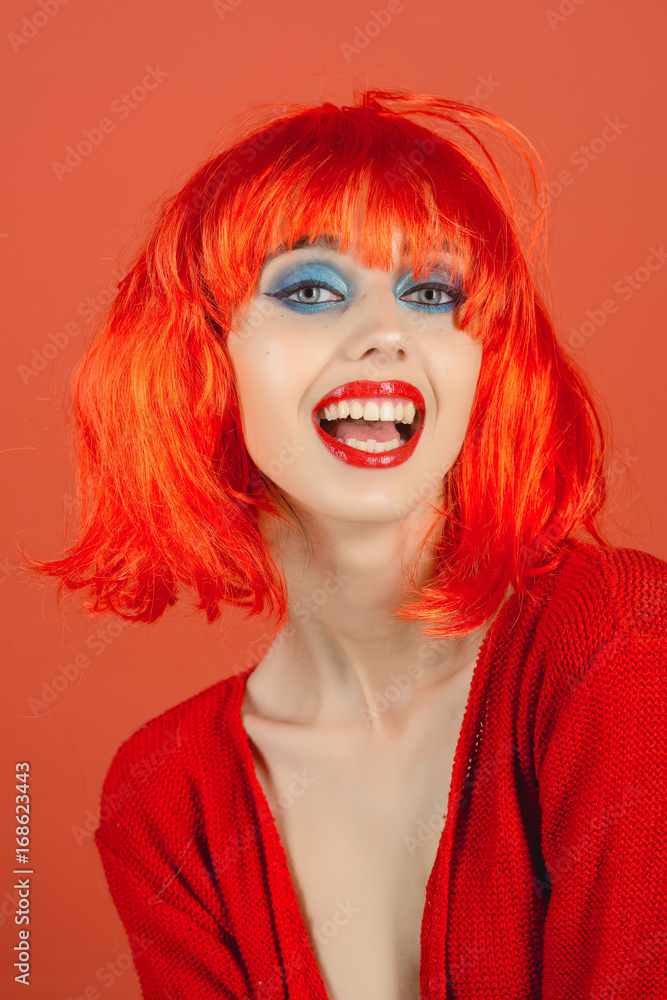 Fashion model with red lips. Fashion model with red lips.