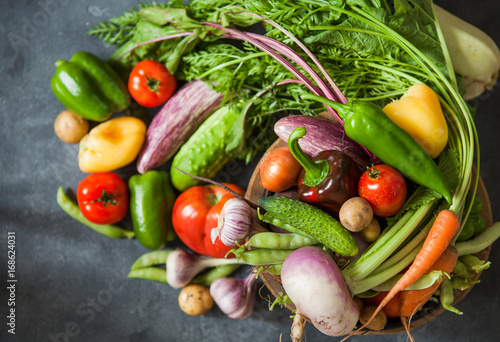 Assortment of raw fresh vegetables