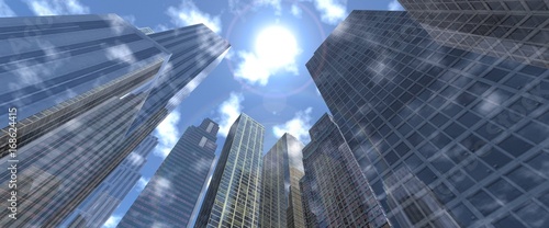 Skyscrapers  view from below  3d rendering
