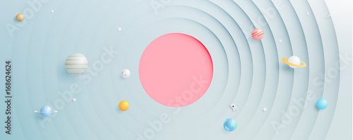 Solar system paper art style background