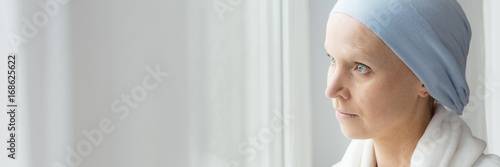 Woman with cancer in hospital photo