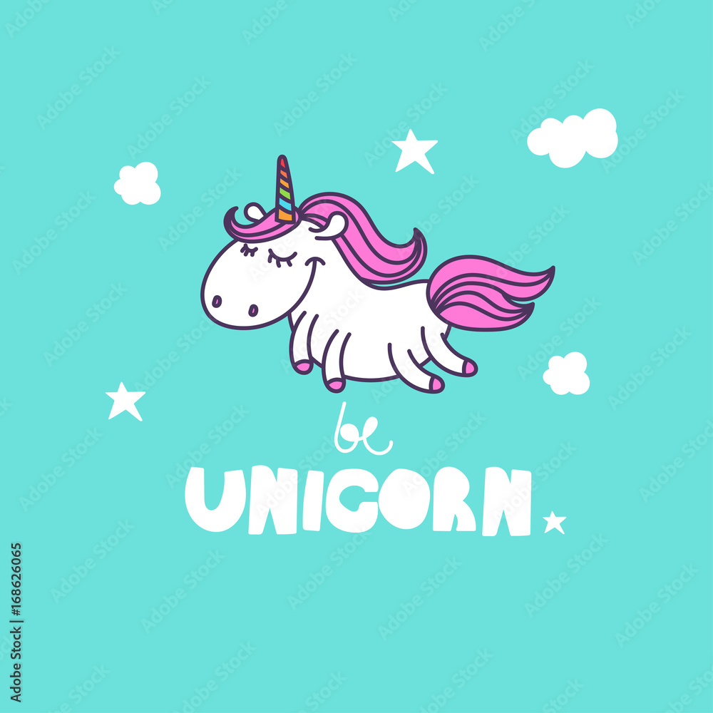 Illustration of cute cartoon unicorn. Vector Illustration of cute cartoon unicorn. Vector