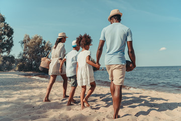 family at seaside