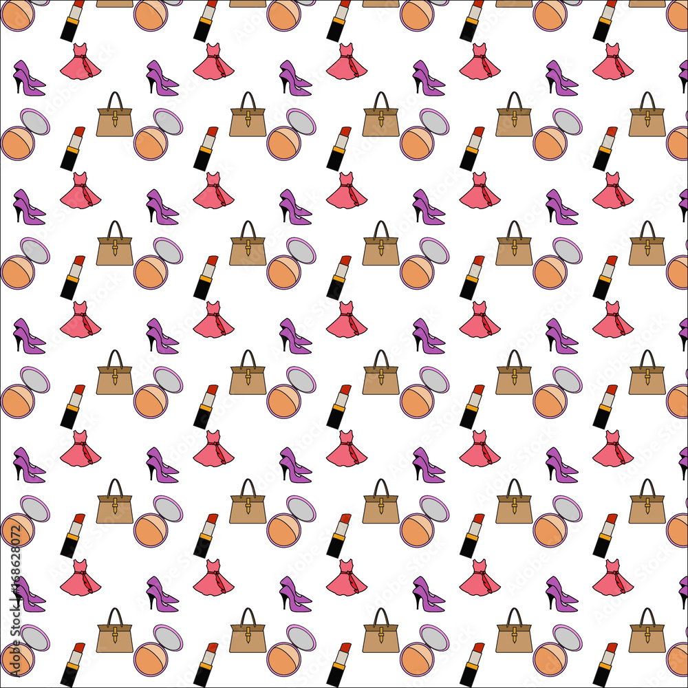 Image of handbag, dress, shoe and cosmetic for woman for background and wall paper. Image of handbag, dress, shoe and cosmetic for woman for background and wall paper.