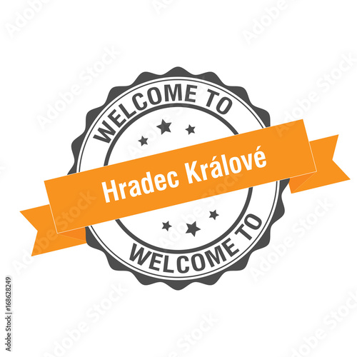Welcome to Hradec Králové stamp illustration