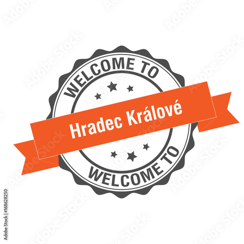 Welcome to Hradec Králové stamp illustration