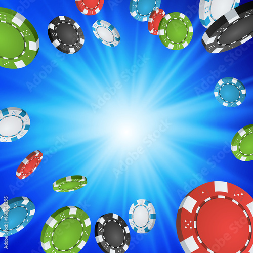Online Casino Winner Background. Explosion Poker Chips Illustration. Cash Winning Prize Money Concept Illustration