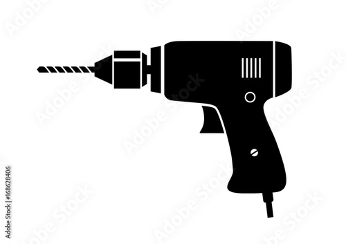 Black drill vector icon on white background