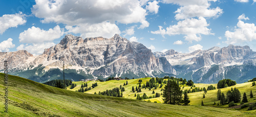wide panorama of  alta badia region on summer in northern italy photo