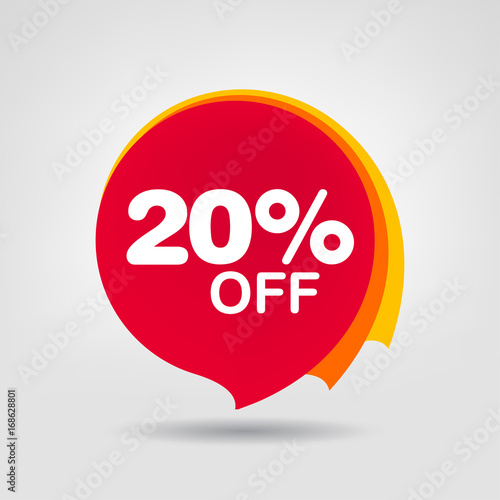 20% OFF Discount Sticker. Sale Red Tag Isolated Vector Illustration. Discount Offer Price Label, Vector Price Discount Symbol.