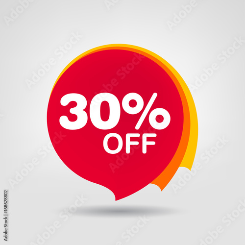 30% OFF Discount Sticker. Sale Red Tag Isolated Vector Illustration. Discount Offer Price Label, Vector Price Discount Symbol.