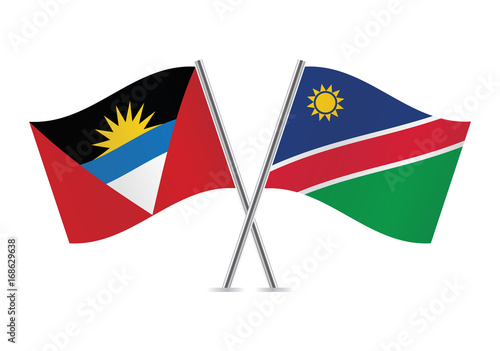 Free Download Namibia and Antigua and Barbuda flags.Vector illustration. - GFXLoad
