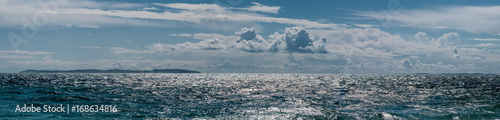 The ocean and island Hjelm from Sletterhage beach in Jutland  Denmark