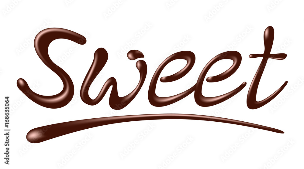 Chocolate word sweet, realistic vector illustration Stock Vector