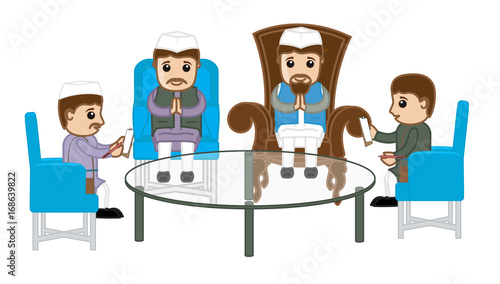 Cartoon Political Characters in Interview Meeting