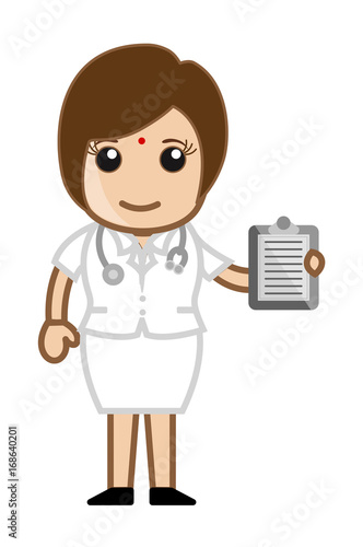 Pretty Female Doctor Showing Medical Report