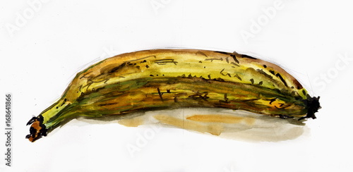 Рисунок акварелью "Банан"