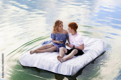Pair the mattress with daisies , a date on the river , floating.